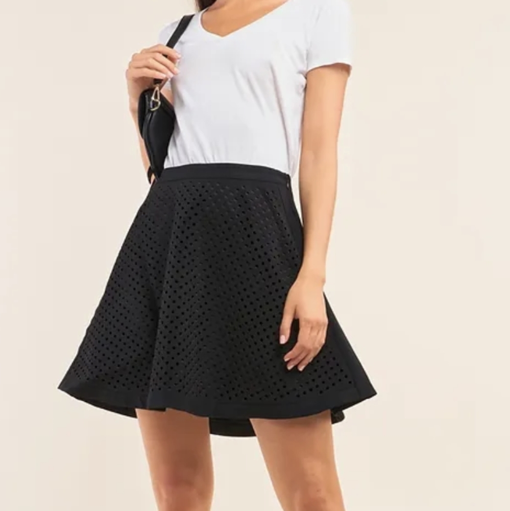 Black Scuba Skater A-Line Mini Skirt